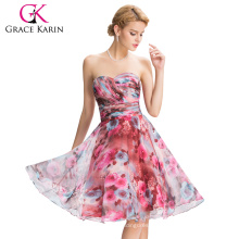 Grace Karin New Strapless Chiffon Short Floral Printed Bridesmaid Dress Patterns GK000056-1